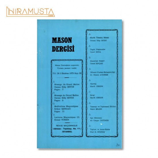 Mason Dergisi, Sayı 17