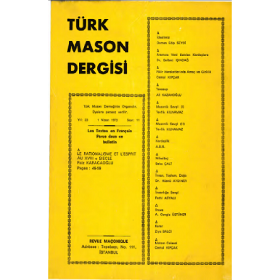 Mason Dergisi, Sayı 11