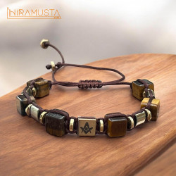 Gönye Pergel Özel Kesim Kaplangözü ve Hematit Doğaltaş Bileklik