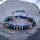 Gönye Pergel Özel Kesim Lapis Lazuli  ve Hematit Doğaltaş Bileklik