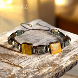 Her Şeyi Gören Göz - Hematit ve Özel Kesim Kaplangözü Doğaltaş Bileklik