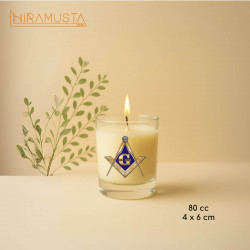 Cam Bardak Mum – Gönye ve Pergel Motifli (80 cc) Sertifikalı Soya Wax & Esanslı El Yapımı