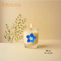 Cam Bardak Mum – Unutma Beni Çiçeği Motifli (80 cc) Sertifikalı Soya Wax & Esanslı El Yapımı