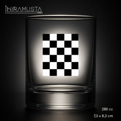 Masonik Viski Bardağı – Siyah Beyaz Karo Desenli (280 cc)