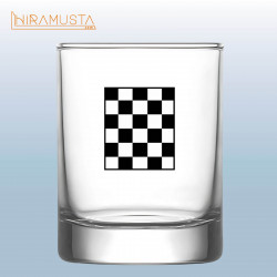 Masonik Viski Bardağı – Siyah Beyaz Karo Desenli (280 cc)