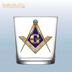 Masonik Viski Bardağı – Gönye ve Pergel Motifli (340 cc)