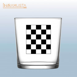 Masonik Viski Bardağı – Siyah Beyaz Karo Desenli (340 cc)