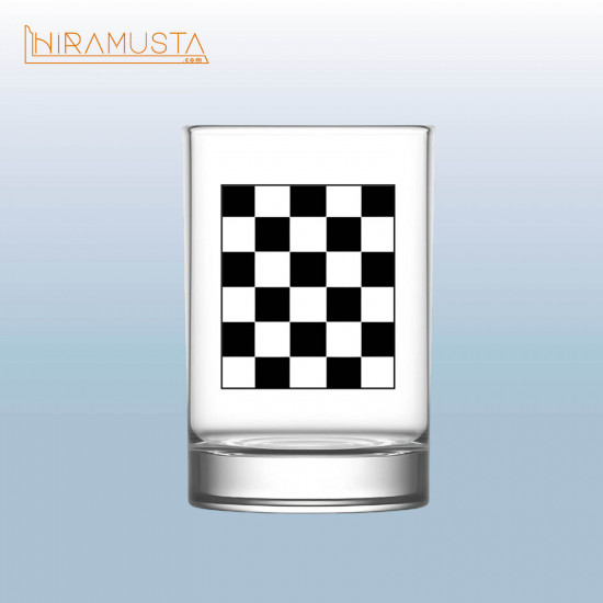 Masonik Shot Bardağı – Siyah Beyaz Karo Desenli (80 cc)