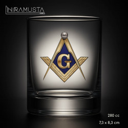 Masonik Viski Bardağı – Gönye ve Pergel Motifli (280 cc)