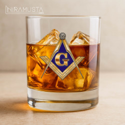 Masonik Viski Bardağı – Gönye ve Pergel Motifli (280 cc)