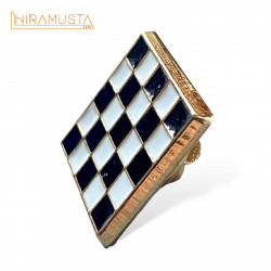 Siyah Beyaz Kareler Rozet | Mineli